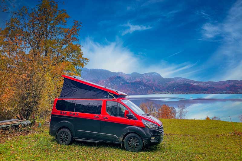 Ford Custom Nugget Aufstelldach am Bergsee